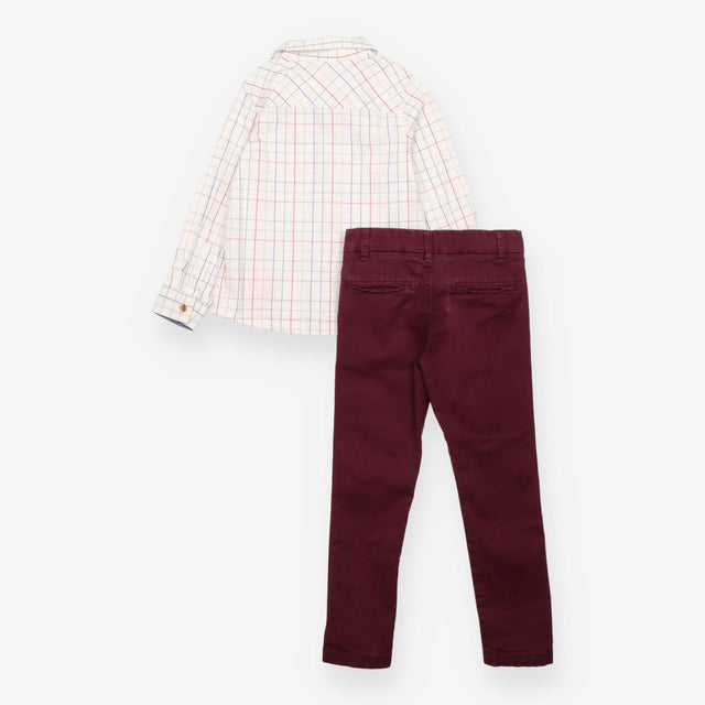Paddington Shirt and Burgundy Jeans Outfit 