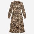 Tan and Black Zebra Print Long Sleeve Midi Shirt D