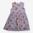 Sleeveless Dress Blue Check and Floral Print