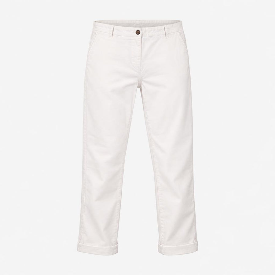 Trousers White Cotton Cropped Chinos Mid Rise