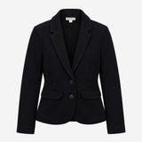 Blazer Black Textured Cotton Two Button Notch Lape