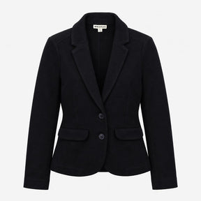 Blazer Black Textured Cotton Two Button Notch Lape