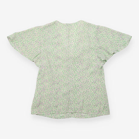Blouse Green Lilac Ditsy Floral Print Flutter Slee