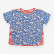 T-shirt unicorn birds flowers print red striped at