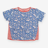 T-shirt unicorn birds flowers print red striped at