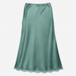 Midi Skirt Lace Trim Dark Sage Long