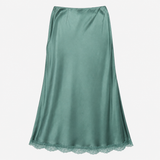 Midi Skirt Lace Trim Dark Sage Long