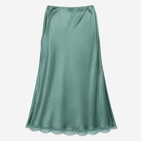 Midi Skirt Lace Trim Dark Sage Long