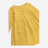 Dress Jersey Yellow with White Spots and Buttons