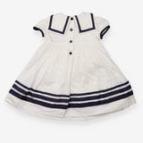 Blue and white collared dress