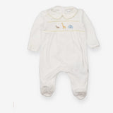 Sleepsuit white velour smock elephant & friends