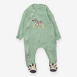 Sleepsuit Green Zip up Zebra Applique