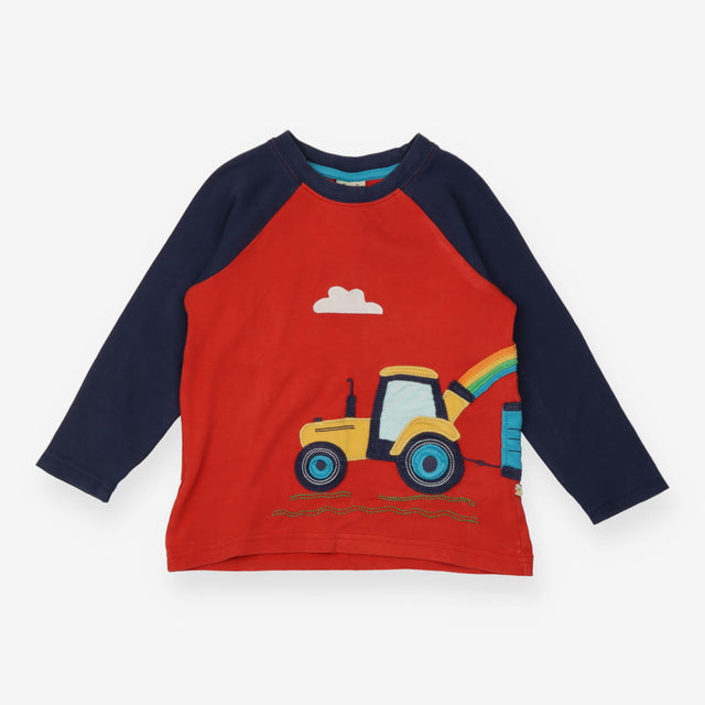 T-shirt long sleeve navy red tractor trailer