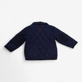 Quilted Navy Jacket with Cord Collar