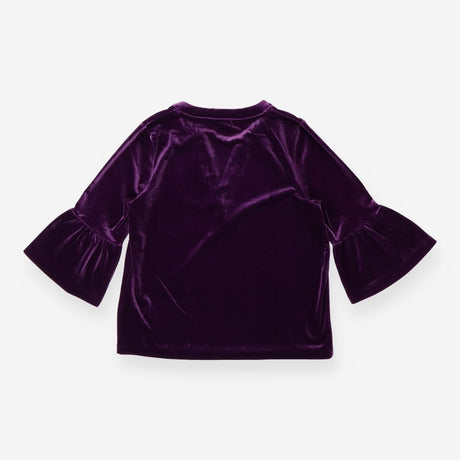 Blouse purple velour with bell sleeves