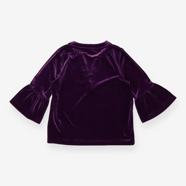 Blouse purple velour with bell sleeves