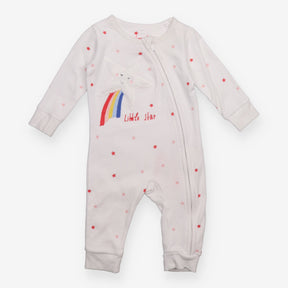 Sleepsuit zip white with shooting star