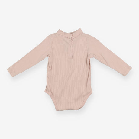 Bodysuit pink ribbed roll neck