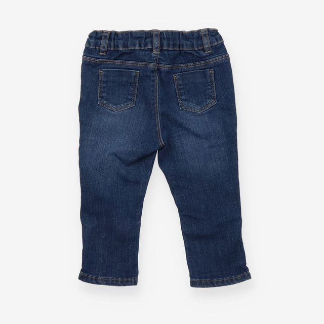Blue denim slim fit jeans silver logo on pocket