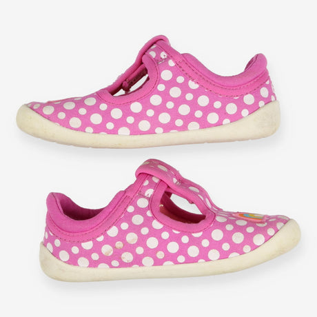 Shoes pink polka dots with rainbow