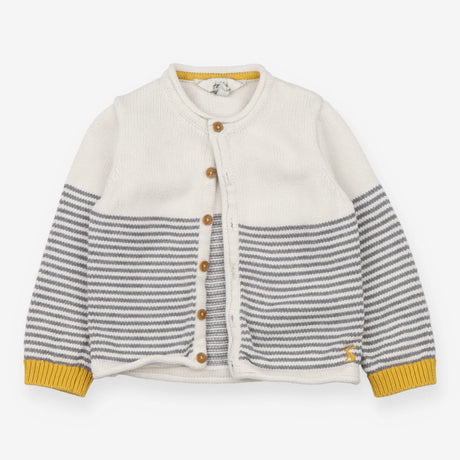 Cardigan cream grey stripes