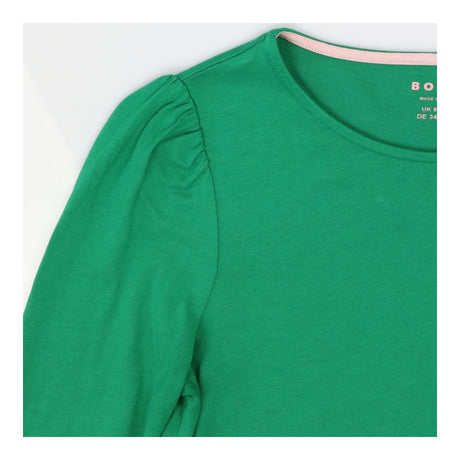 Apple Green Puff‑Shoulder Long Sleeve Top – Modal 