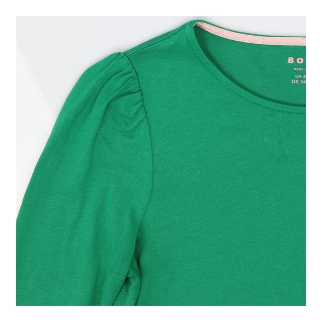 Apple Green Puff‑Shoulder Long Sleeve Top – Modal 