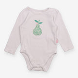 Bodysuit white LS floral pear