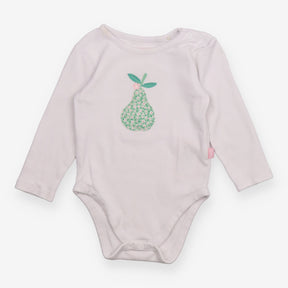 Bodysuit white LS floral pear