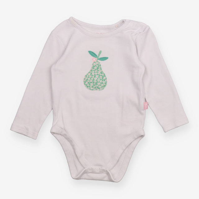 Bodysuit white LS floral pear