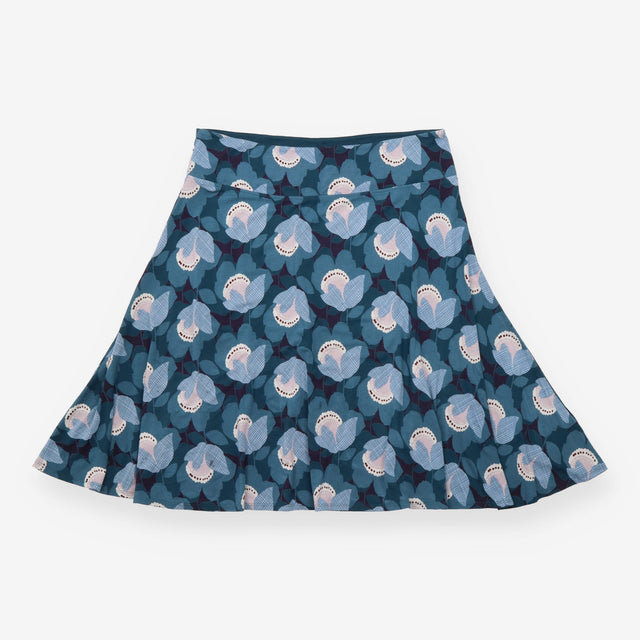 White Stuff Teal Blue Floral Print Jersey A-Line S