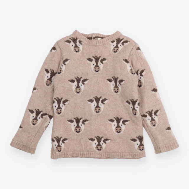 Sweater knit fawn brown cows