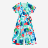 Multicolour Green Tropical Landscape Print 100% Vi