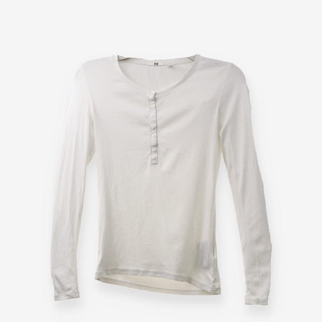 Uniqlo White Henley Long Sleeve Top – Smooth Cotto
