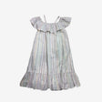 White Cold Shoulder Rainbow Stripe Dress