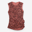Draped Top Coral Black Abstract Print Sleeveless
