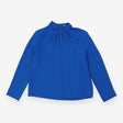 Cobalt blue long sleeve tie neck blouse