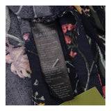 Top Short Sleeve Tie Front Floral Navy