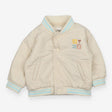 Padded Cream Bomber Jacket Coat 
