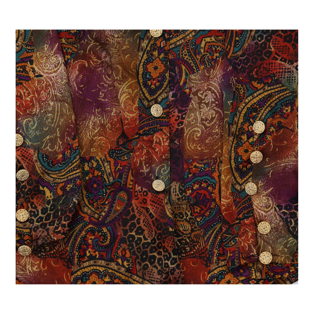 Vintage Multicolour Paisley Silk Blend Button Fron