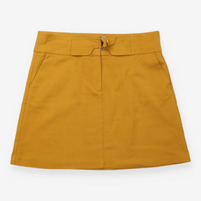 A Line Mini Skirt Mustard Yellow Belted