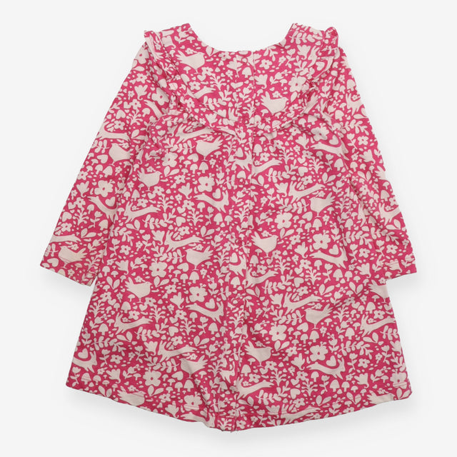 Dress Long Sleeve Pink with White Woodland Prints