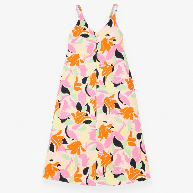 Multicolour Floral Linen Blend V-Neck Maxi Dress