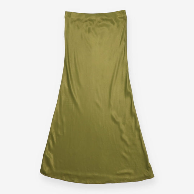 Khaki Satin Slip Skirt | Sustainable Maxi Skirt