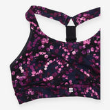 Purple Floral Print Cross-Front Racerback Sports B