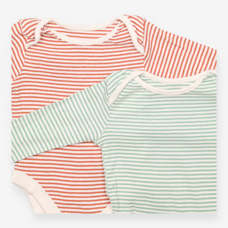 Bodysuit long sleeved green orange striped 2 Pack