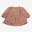 Dress long sleeve brown with deer and flower appli