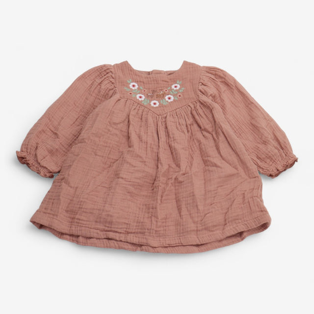 Dress long sleeve brown with deer and flower appli