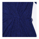 Dress Navy Blue Micro Spot Print Wrap Front Long S