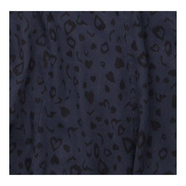 Hush Navy Tonal Animal Print Button Front Midi Shi